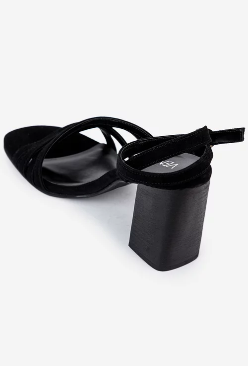 Sandale VENEZIA negre din piele intoarsa