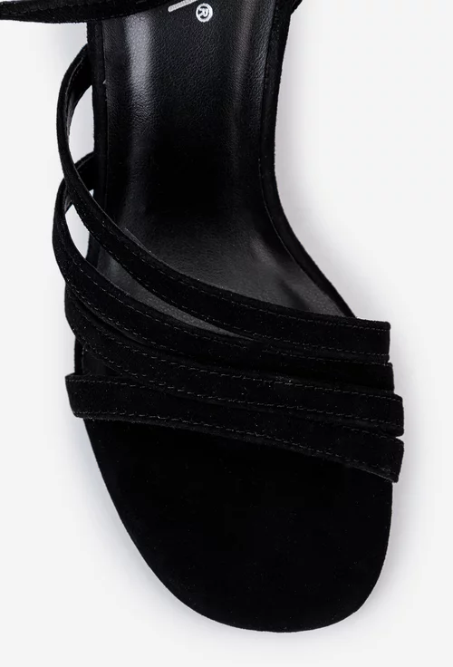Sandale VENEZIA negre din piele intoarsa