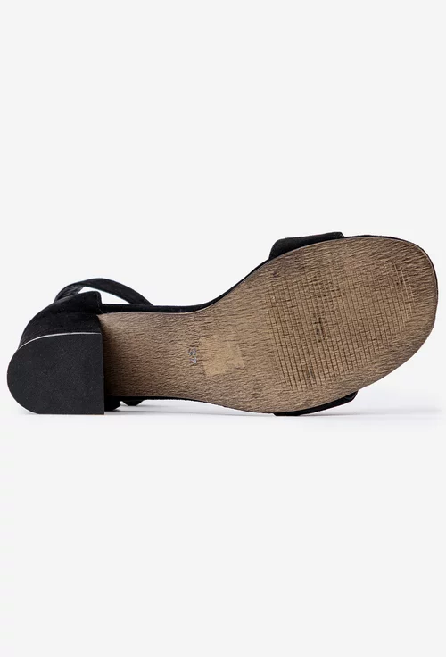 Sandale VENEZIA negre din piele intoarsa cu toc