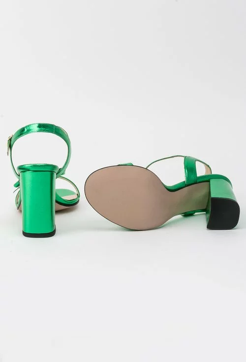 Sandale verde-metalizat din piele naturala Elif