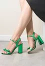 Sandale verde-metalizat din piele naturala Elif