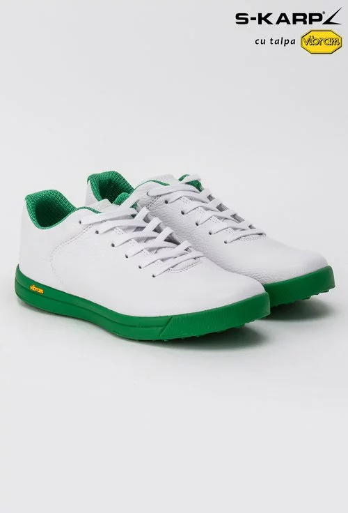 Sneakers alb cu verde din piele naturala Gwen