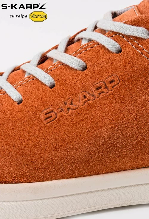 Sneakers S-Karp portocalii din piele naturala Ruth