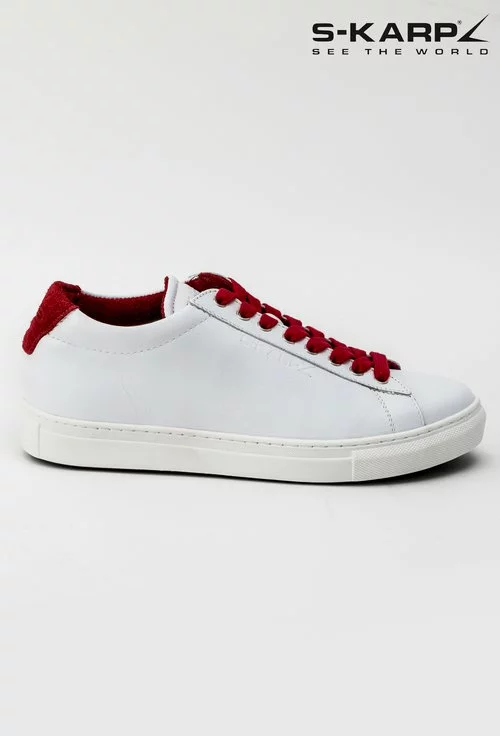 Sneakersi S-Karp albi cu detalii rosii din piele naturala Splash