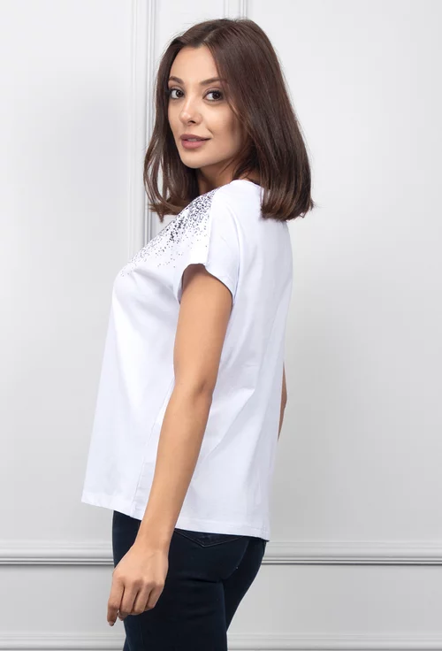 Tricou alb cu detalii stralucitoare