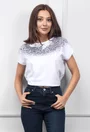 Tricou alb cu detalii stralucitoare