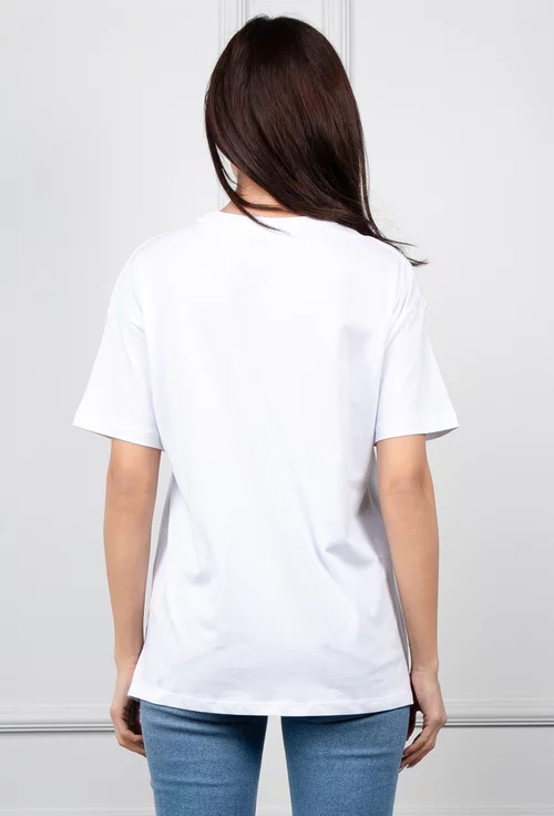 Tricou alb cu imprimeu scoica