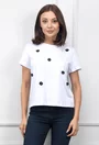 Tricou alb cu ornamente negre