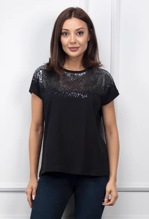 Tricou negru cu detalii stralucitoare