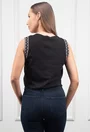 Vesta neagra cu broderie alba