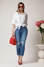 Blugi casual din denim albastri cu rupturi