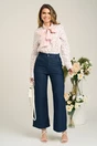Blugi casual din denim bleumarin cu elastic in talie