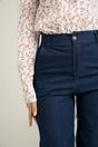 Blugi casual din denim bleumarin cu elastic in talie