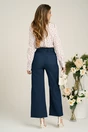Blugi casual din denim bleumarin cu elastic in talie