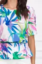 Bluza Adina alba cu imprimeu colorat si curea in talie