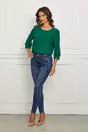 Bluza Adina verde cu volan pe bust