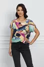 Bluza Andrada bej cu imprimeu bleumarin