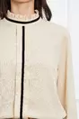 Bluza Bianca bej cu pliu frontal si guler