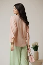 Bluza casual din jerse fin roz cu insertii din fir lurex auriu