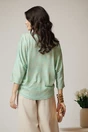Bluza casual din jerse fin verde mint cu insertii din fir lurex auriu