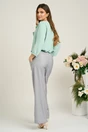 Bluza casual din viscoza verde mint cu volane si funda la decolteu