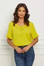 Bluza Cora galbena cu volanase