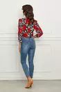 Bluza Daniela bleumarin cu buline si flori