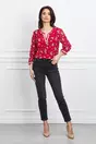 Bluza Daniela rosie cu imprimeu floral