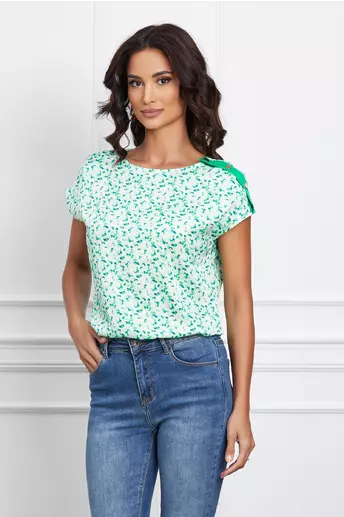 Bluza Dany cu imprimeuri florale verde