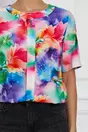 Bluza Daria multicolora cu imprimeu floral si maneci scurte