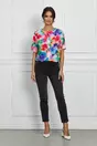 Bluza Daria multicolora cu imprimeu floral si maneci scurte