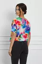 Bluza Daria multicolora cu imprimeu floral si maneci scurte
