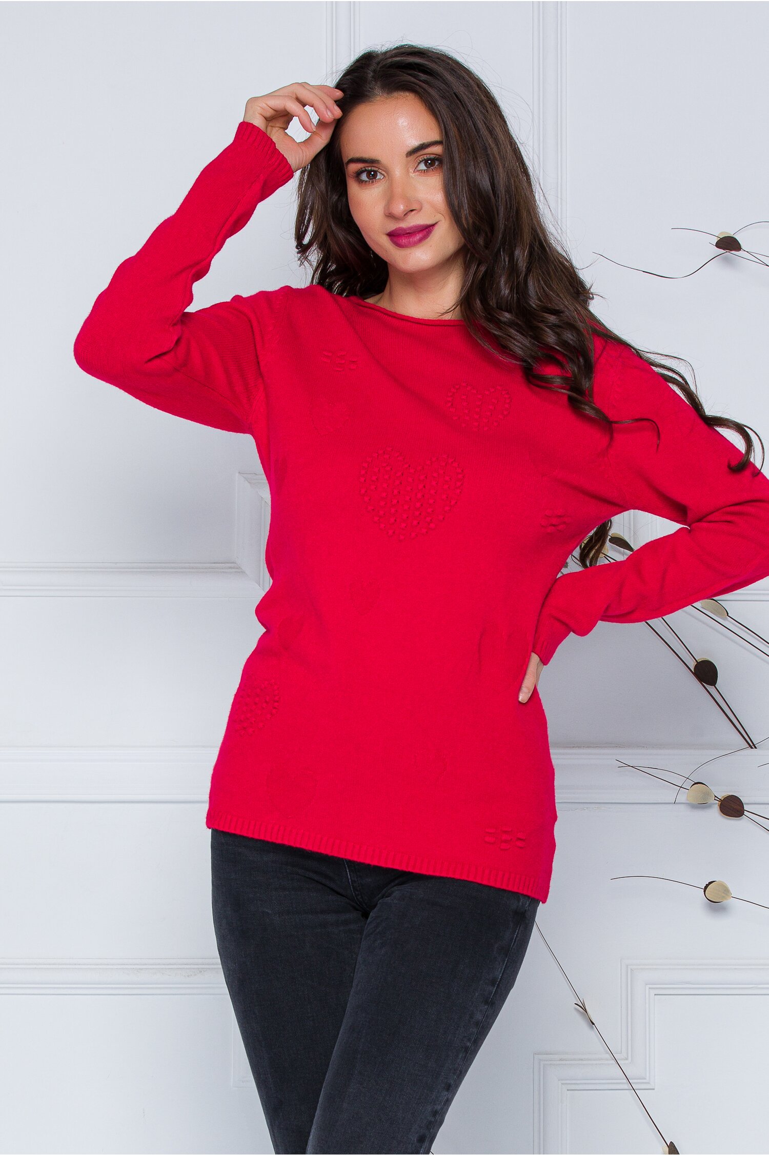 Bluza Diana rosie cu model