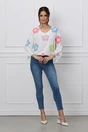 Bluza Dima alba cu imprimeuri florale pastelate