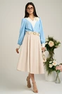 Bluza Dy Fashion bleu cu decolteu in V si detaliu la bust