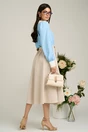 Bluza Dy Fashion bleu cu decolteu in V si detaliu la bust