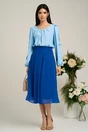 Bluza Dy Fashion bleu din voal plin cu maneci crapate si fundite