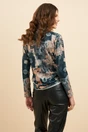 Bluza DY Fashion verde cu imprimeuri din tricot cu guler