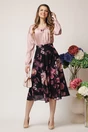 Bluza DY Fashion eleganta din satin roz cu funda si pliuri