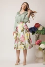 Bluza DY Fashion eleganta din satin verde fistic cu funda si pliuri