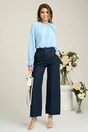Bluza DY Fashion eleganta din triplu voal bleu cu mansete incretite