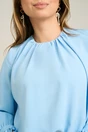Bluza DY Fashion eleganta din triplu voal bleu cu mansete incretite