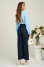 Bluza DY Fashion eleganta din triplu voal bleu cu mansete incretite