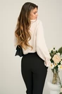 Bluza DY Fashion eleganta din triplu voal ivory cu mansete incretite
