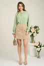 Bluza DY Fashion eleganta din triplu voal verde cu mansete incretite