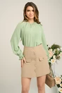 Bluza DY Fashion eleganta din triplu voal verde cu mansete incretite