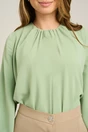 Bluza DY Fashion eleganta din triplu voal verde cu mansete incretite