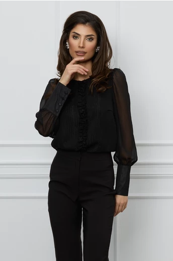 Bluza Dy Fashion neagra cu fir lurex si picatele 3D