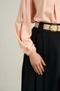 Bluza Dy Fashion peach din voal plin cu maneci crapate si fundite