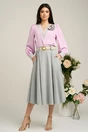 Bluza Dy Fashion roz cu decolteu in V si detaliu la bust